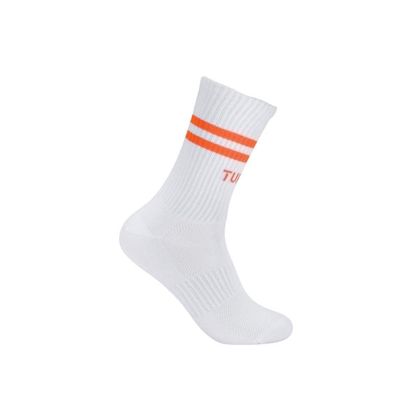 Tufte Ribbed Crew Sock White/Orange Tiger