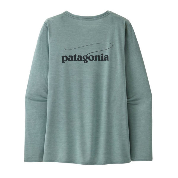 Patagonia LS Cap Cool Daily Graphic Shirt Waters Womens Casting Logo/Thermal Blue X-Dye