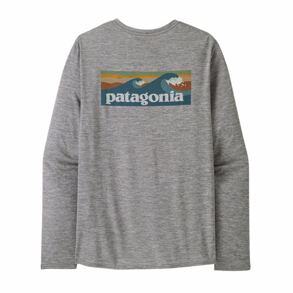 Patagonia LS Cap Cool Daily Graphic Shirt Waters Board Logo/Abalone Blue/Feather 