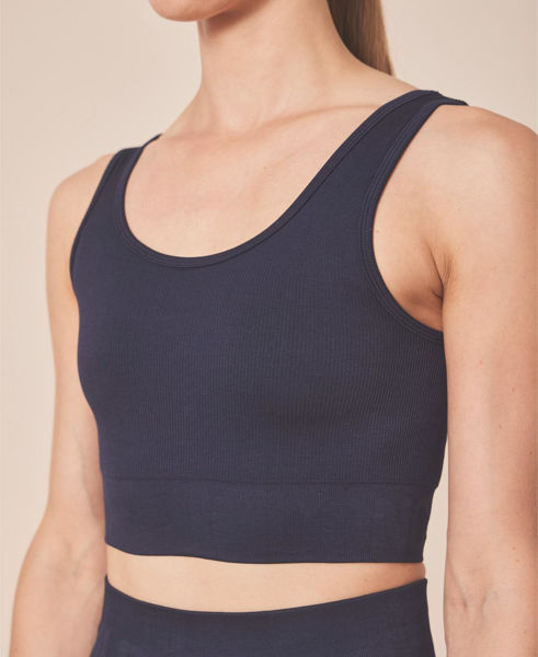 Moonchild Soft Rib Seamless Crop Top Womens Navy Blue